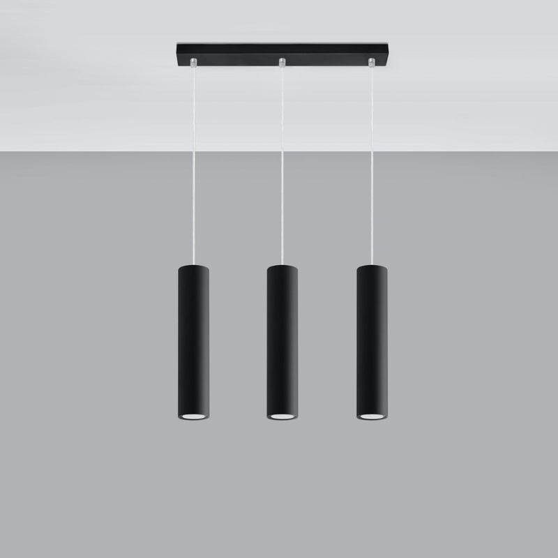 Elvira — Suspension cylindrique noire à trois lumières