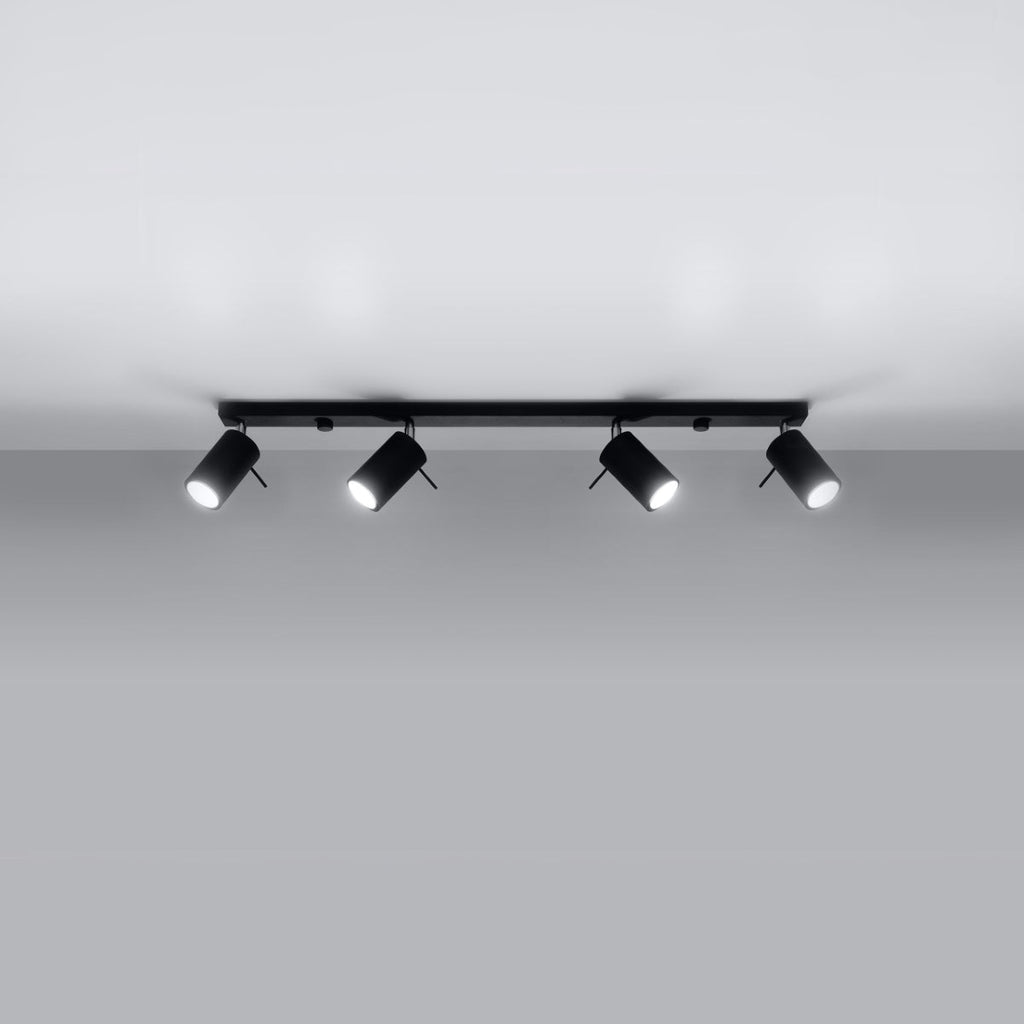 Corvina — Plafonnier noir à quatre spots orientables