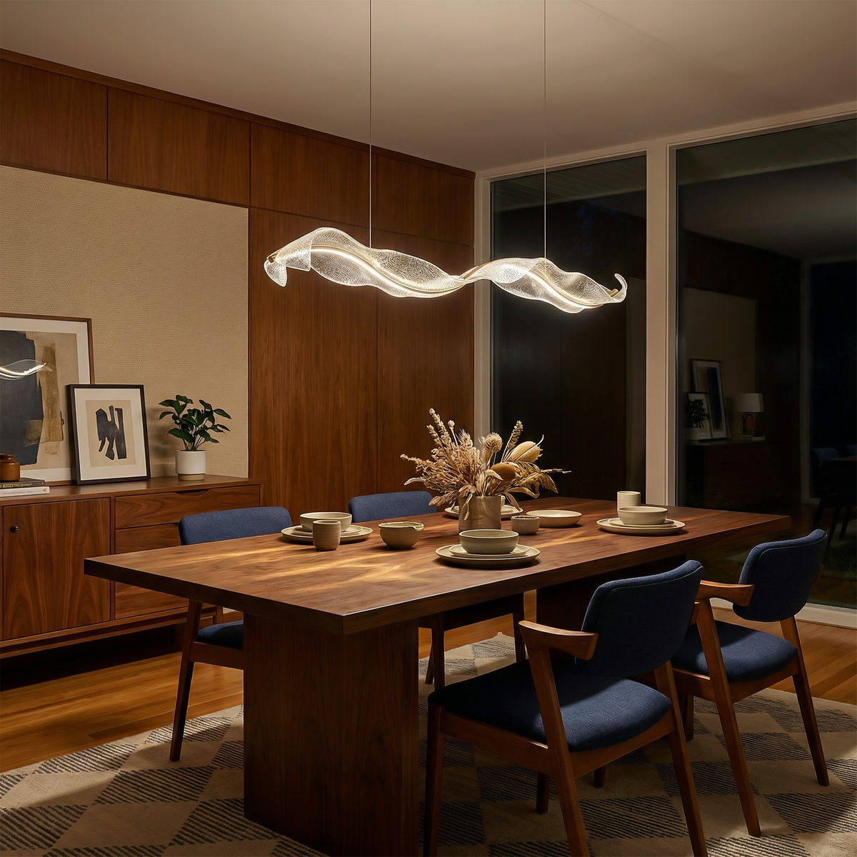 Lira — Suspension linéaire dimmable en chrome poli