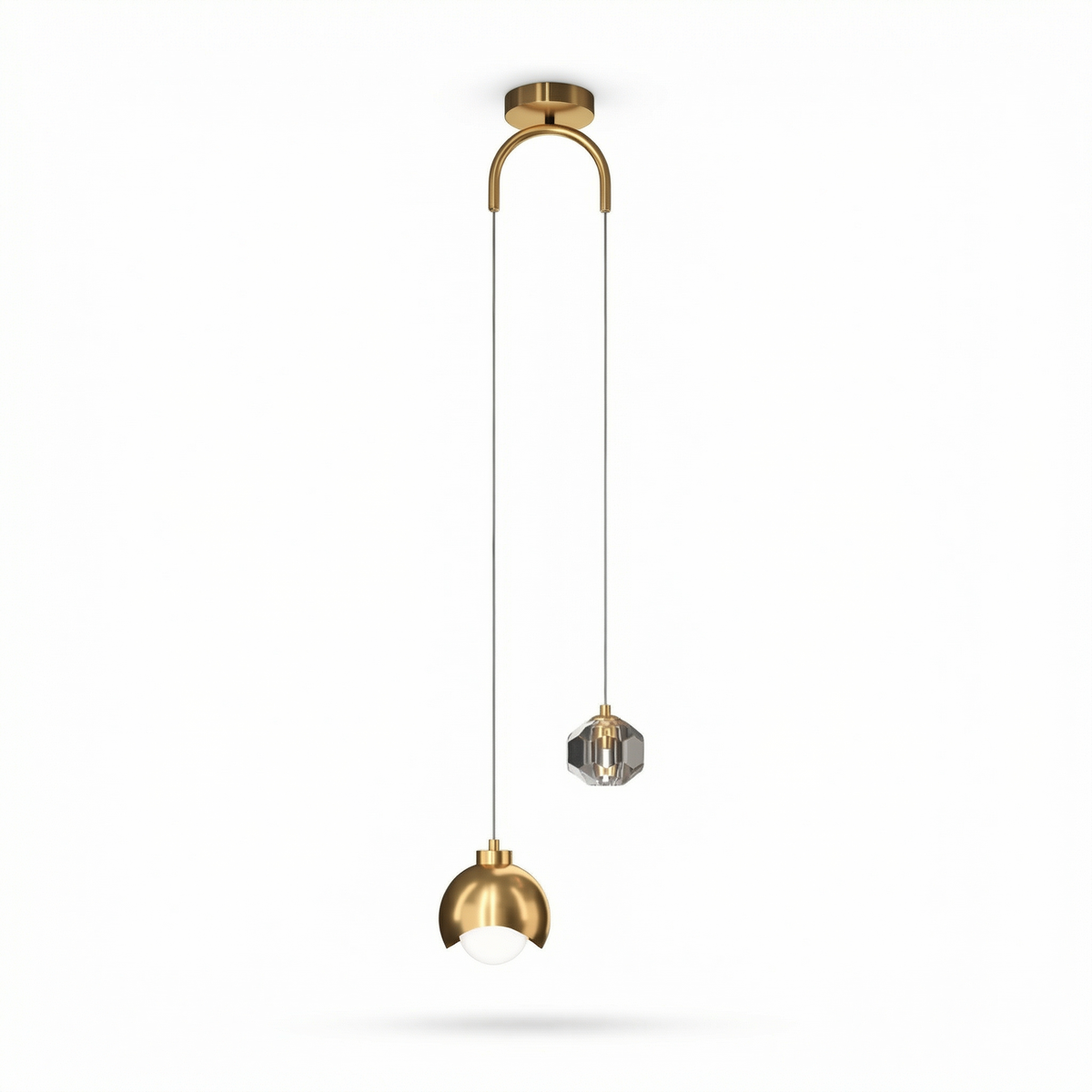 Alméa — Suspension duo de globes verre et aluminium