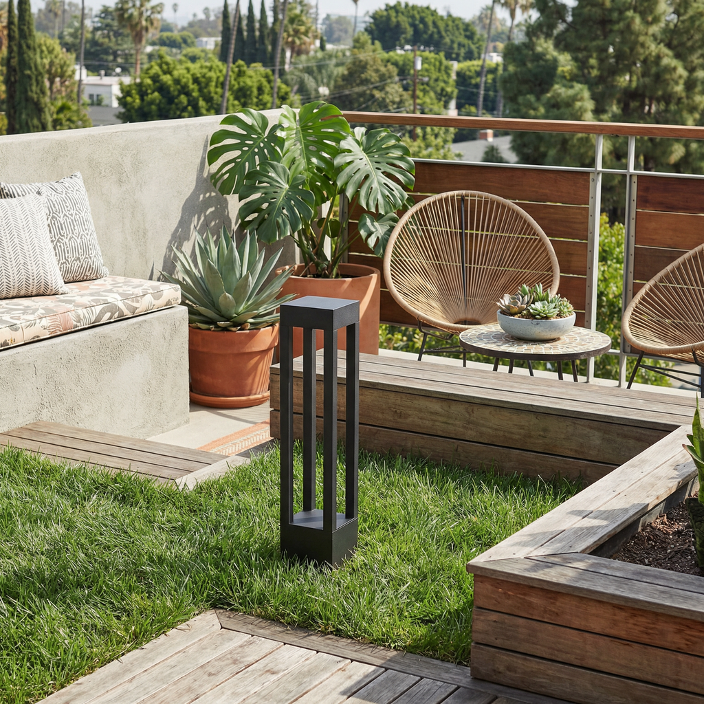 Lampadaire d'Extérieur Noir pour Terrasse – Modèle Elio (DIMOREE)
