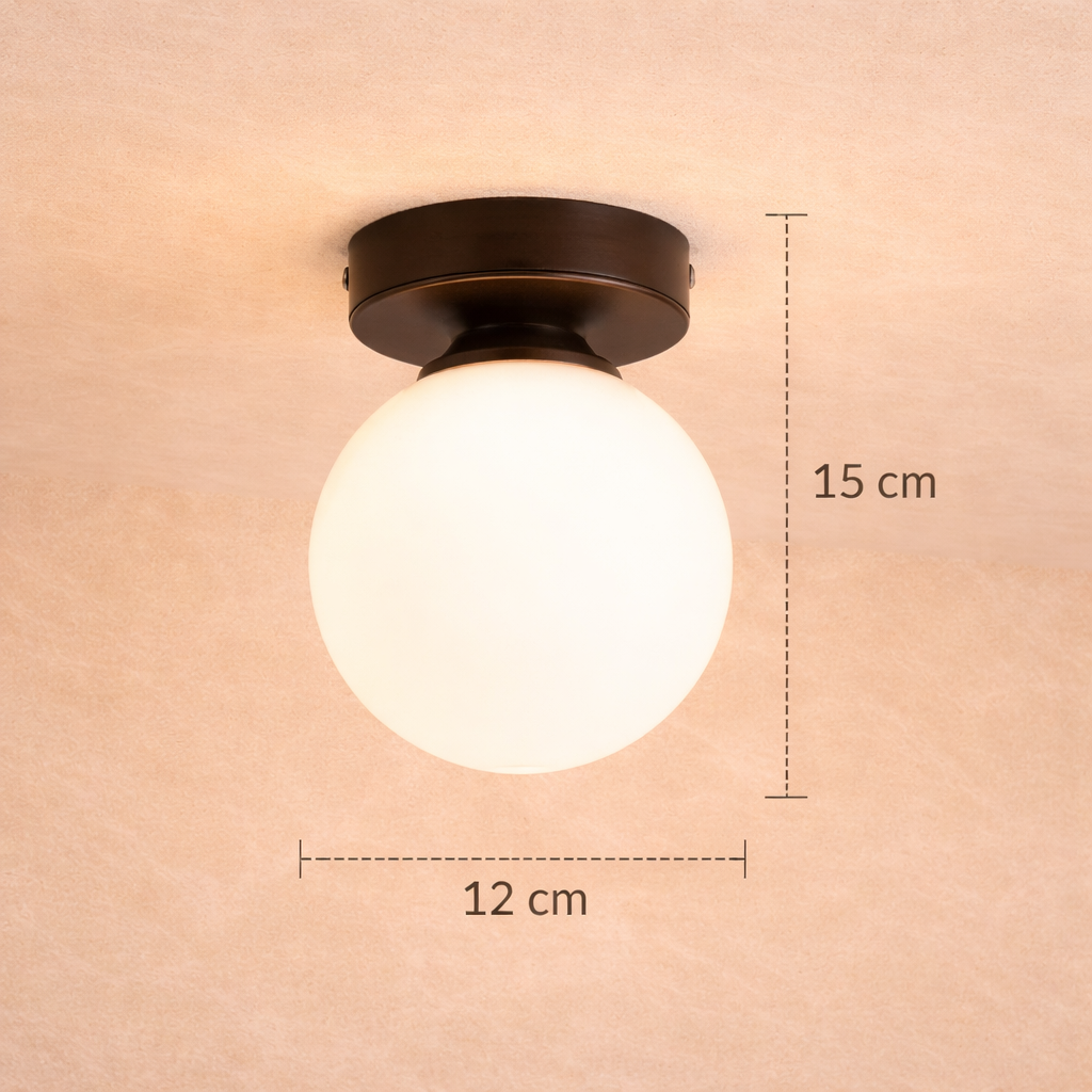 Lunetta — Plafonnier rond en verre opalin