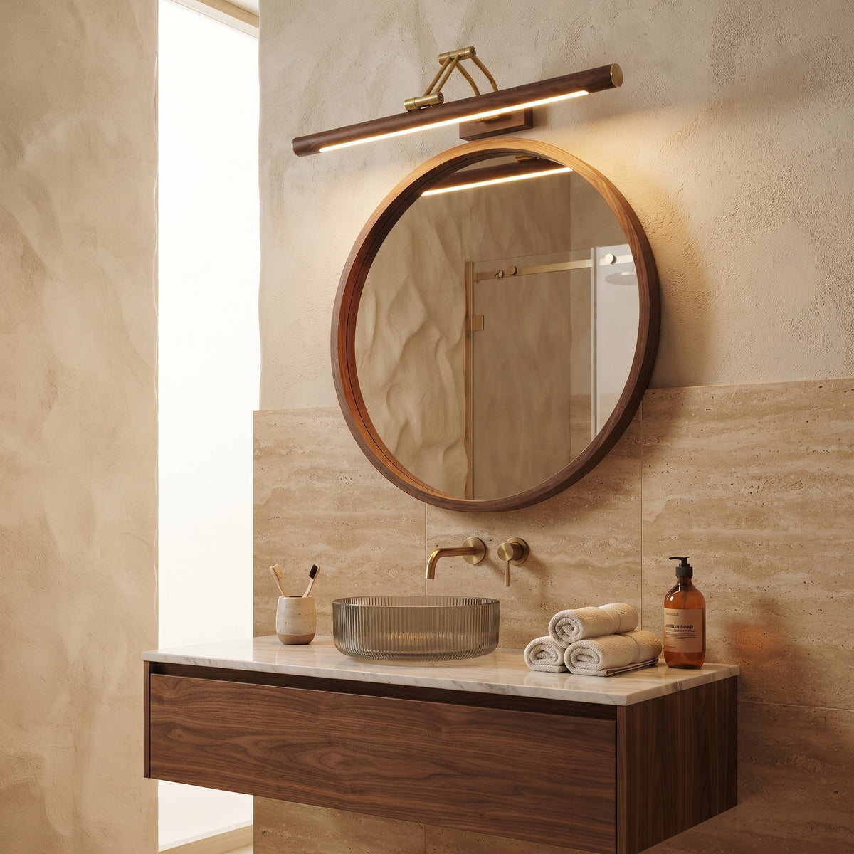 Doraline — Applique de salle de bain LED bois doré