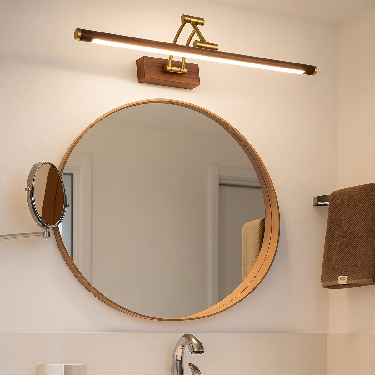 Doraline — Applique de salle de bain LED bois doré