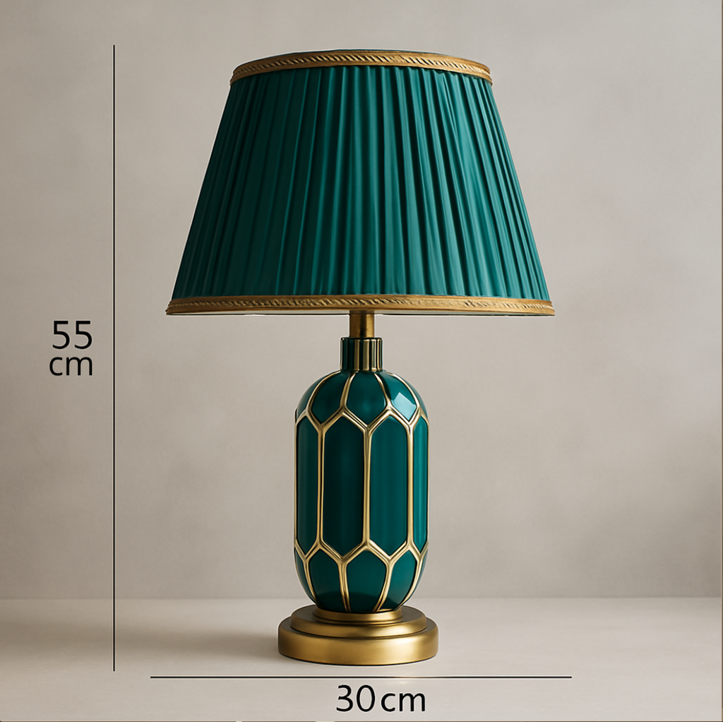 Verdiana — Lampe en céramique à abat-jour plissé