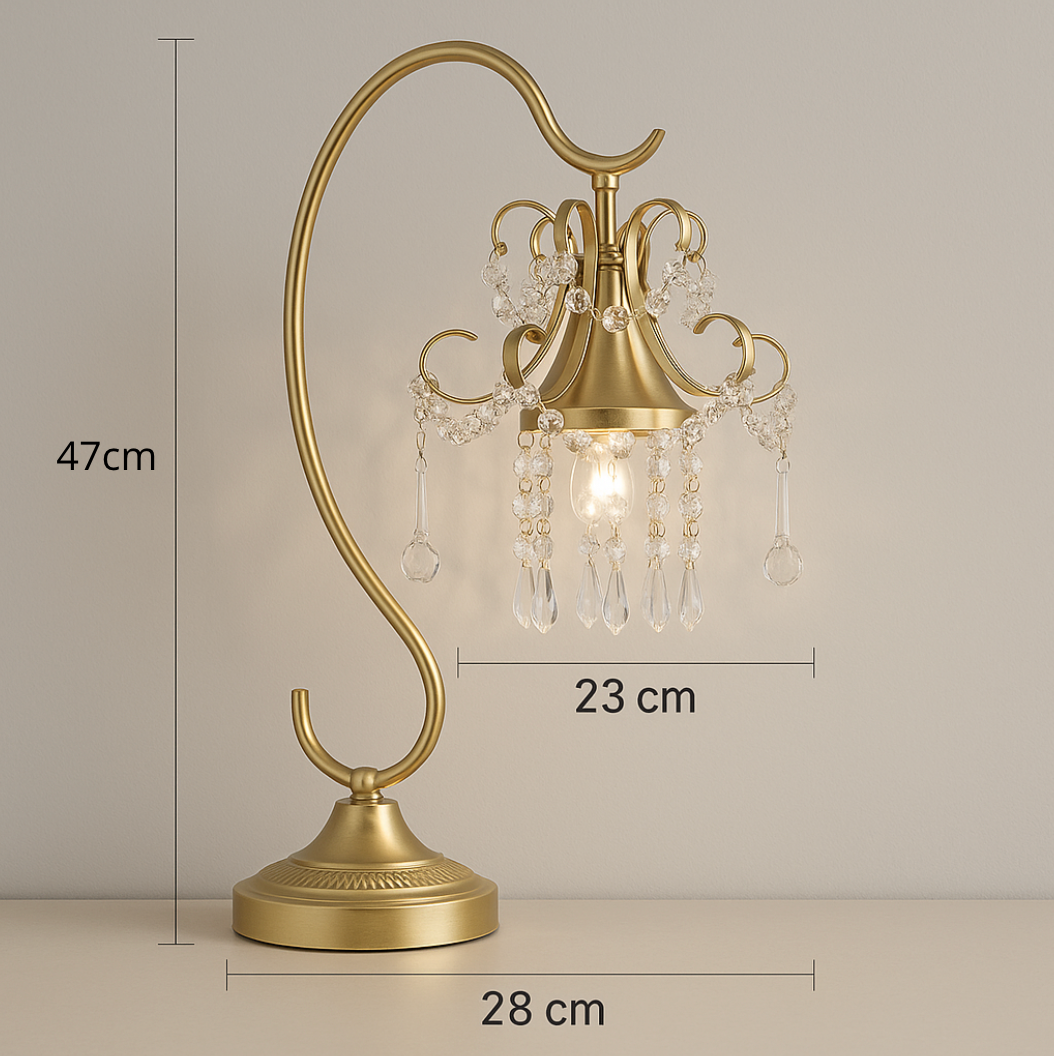 Gioiella — Lampe laiton doré et pampilles de cristal