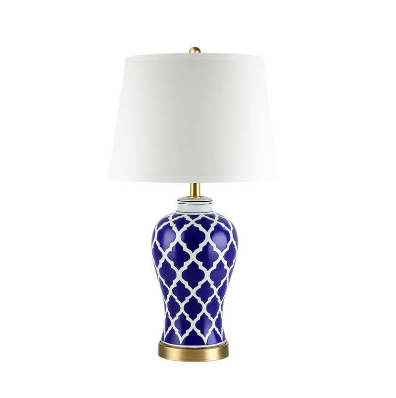 Azzura — Lampe en céramique bleue à motifs