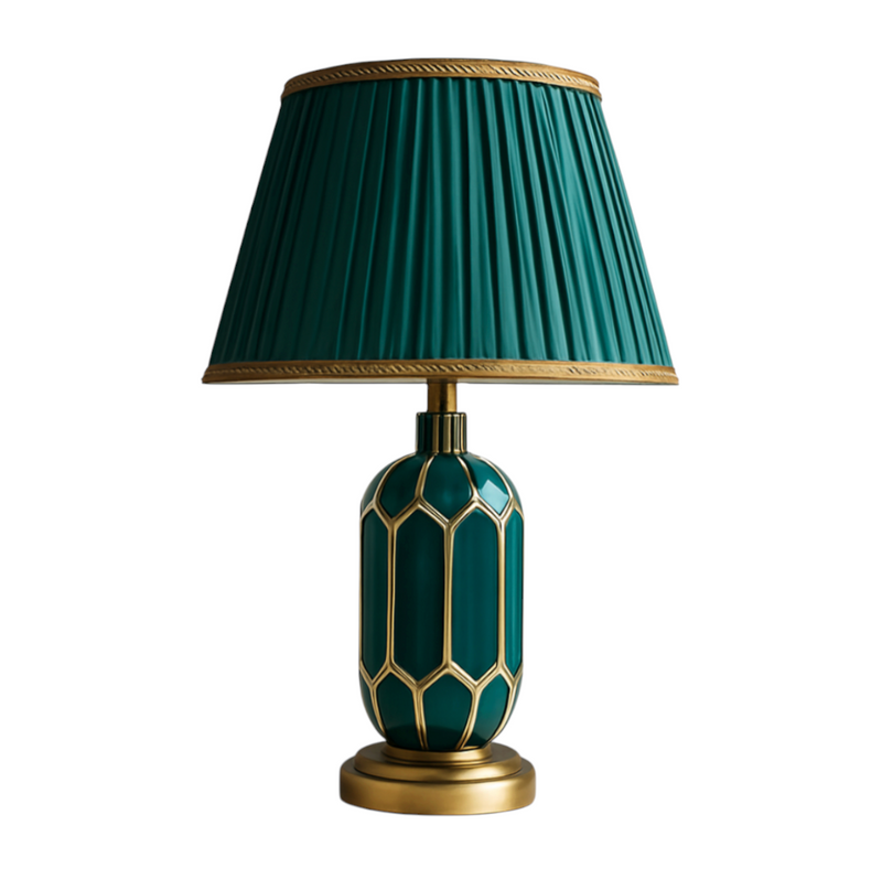Verdiana — Lampe en céramique à abat-jour plissé