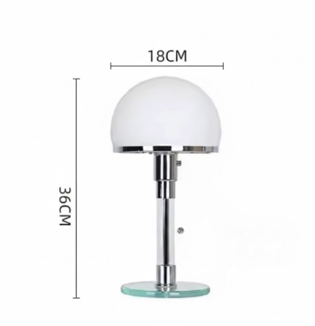 Argenta — Lampe en verre dépoli et base chromée