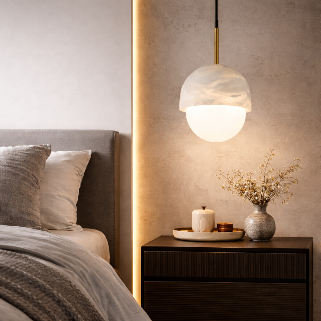 Perlina — Suspension boule en marbre blanc