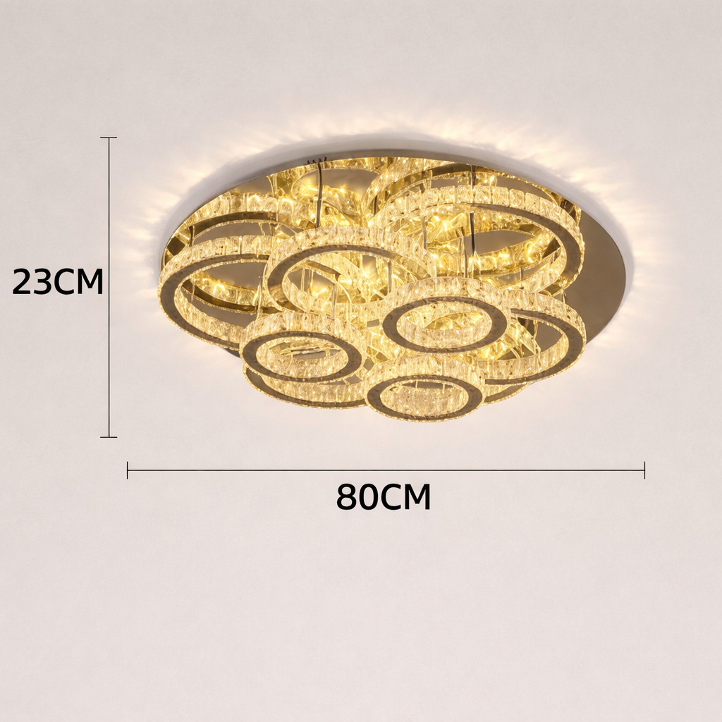 Solvane — Plafonnier LED en cristal doré