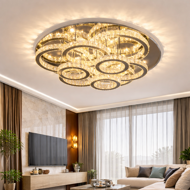 Solvane — Plafonnier LED en cristal doré
