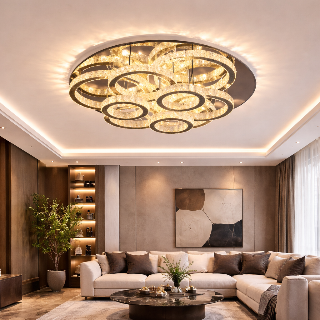 Solvane — Plafonnier LED en cristal doré
