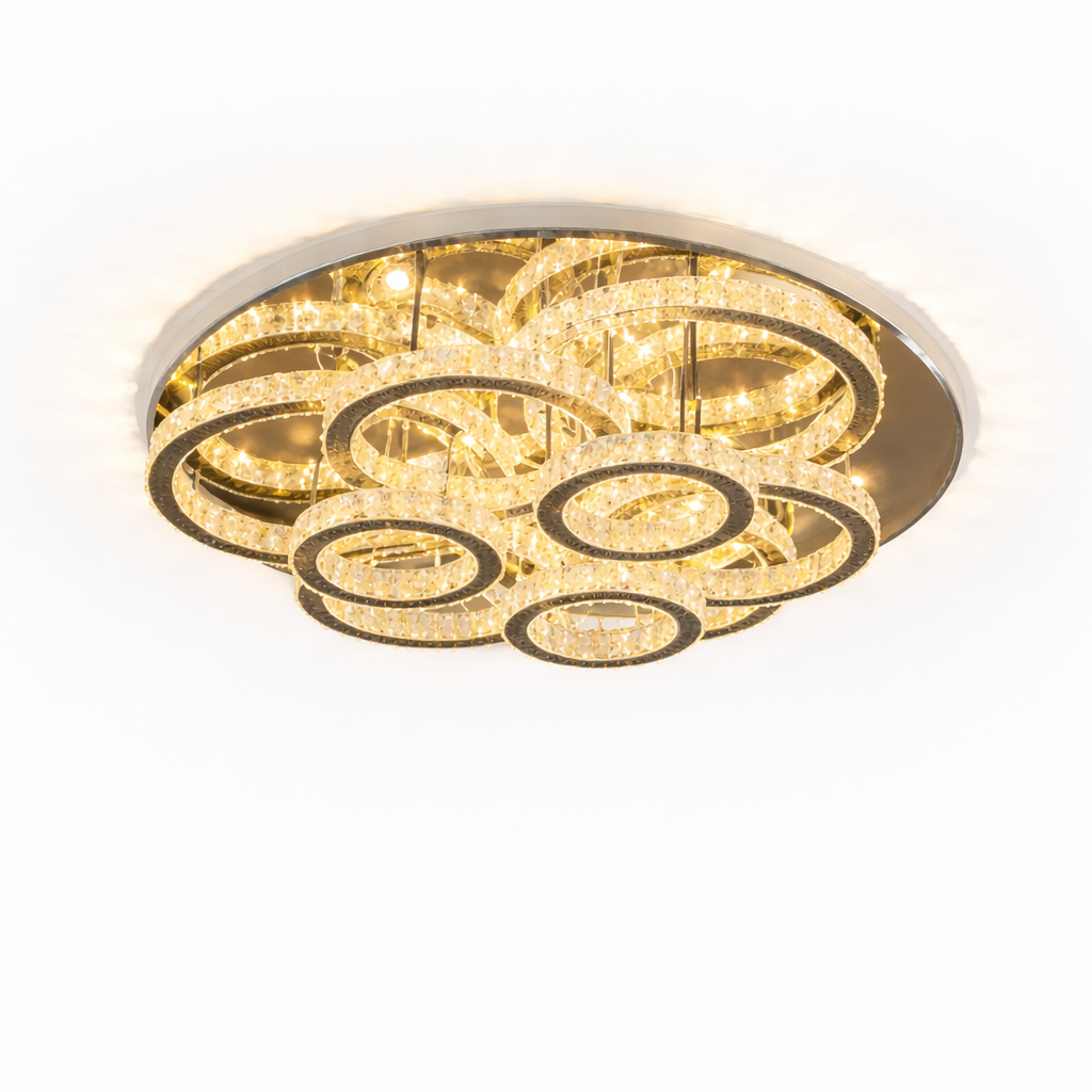Solvane — Plafonnier LED en cristal doré