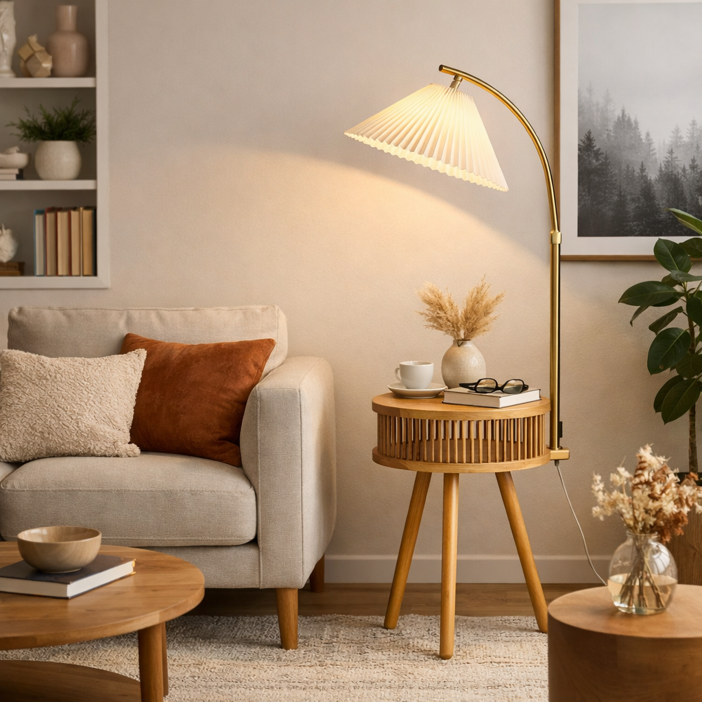 Corolia — Lampadaire guéridon en bois