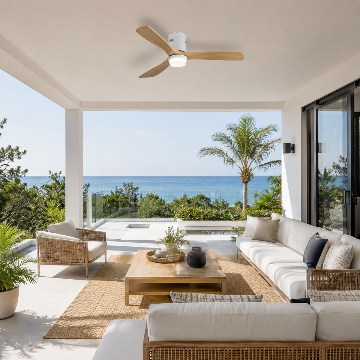 Alizéa — Ventilateur de plafond pales bois LED