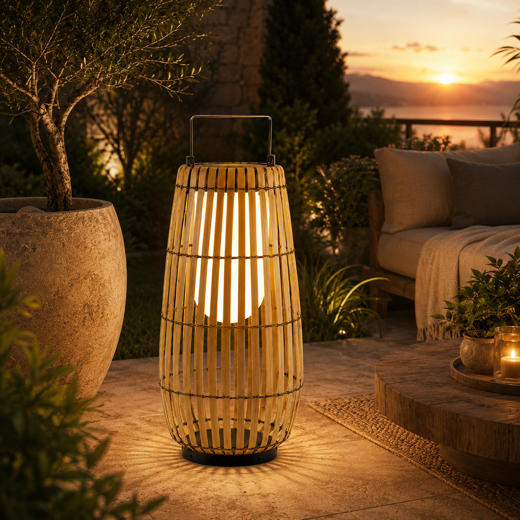 Ravenna — Lampe solaire d'extérieur en rotin tressé