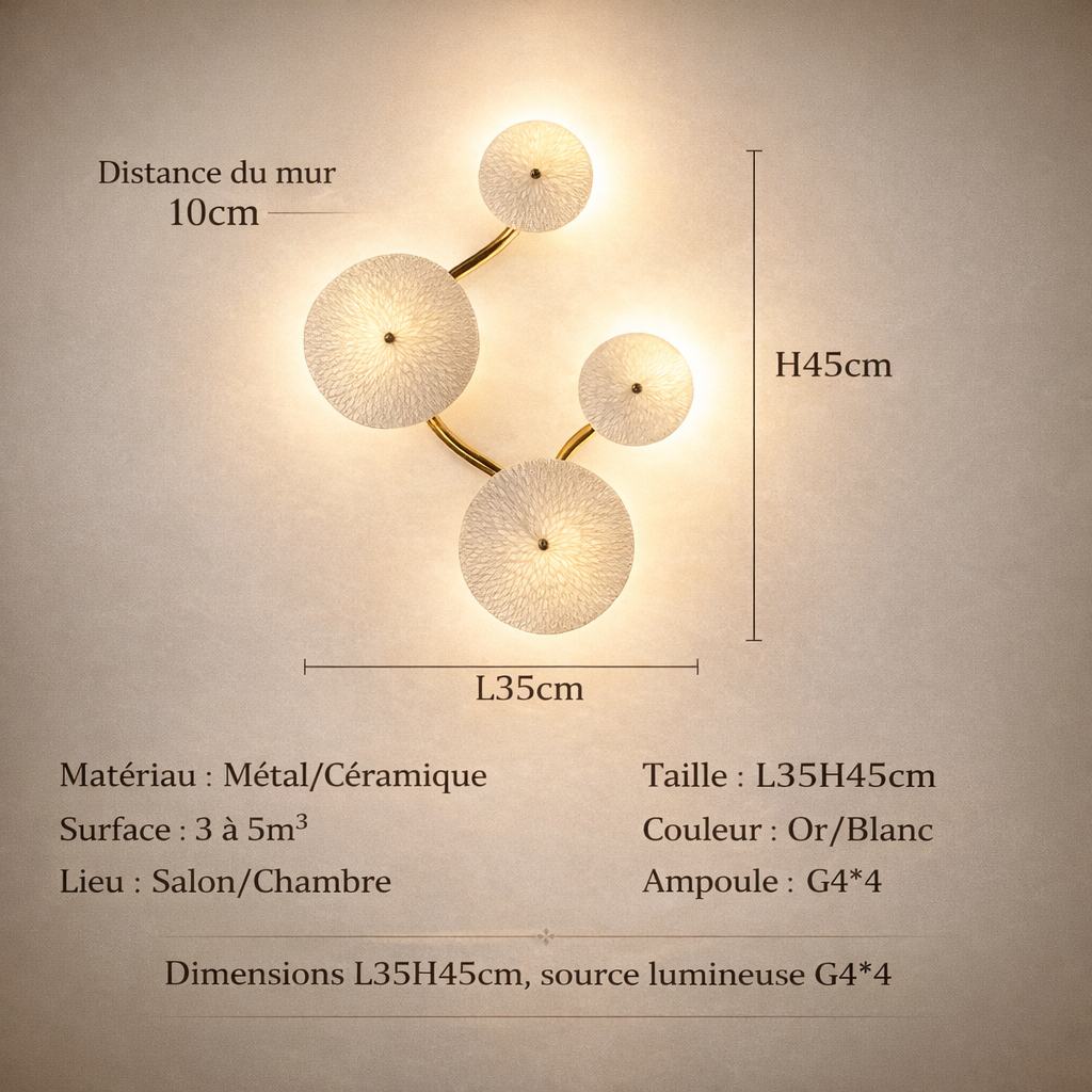 Floréane — Applique murale de quatre à huit lampes