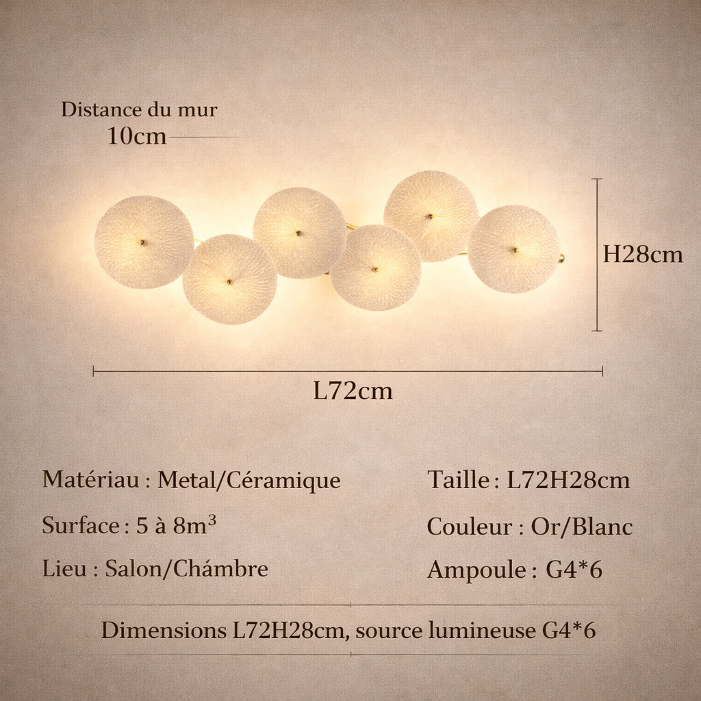 Floréane — Applique murale de quatre à huit lampes