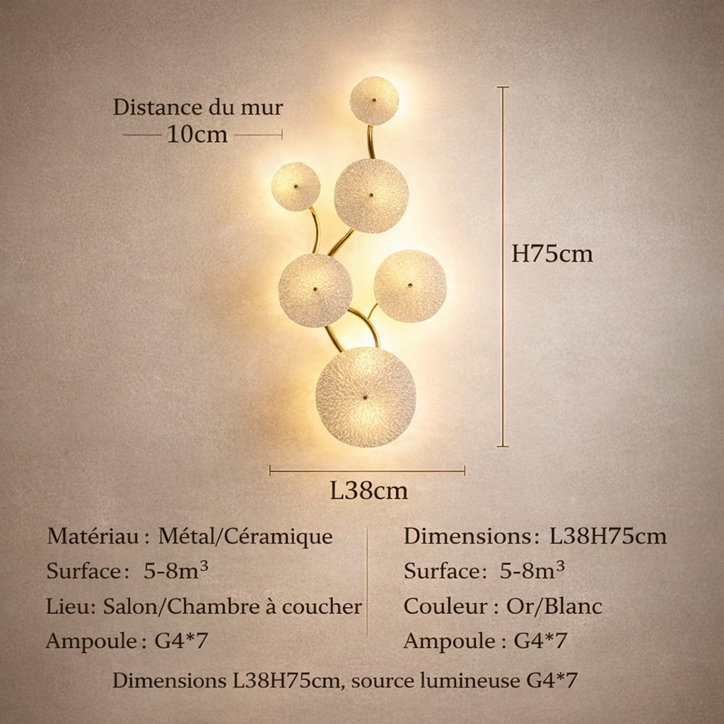 Floréane — Applique murale de quatre à huit lampes