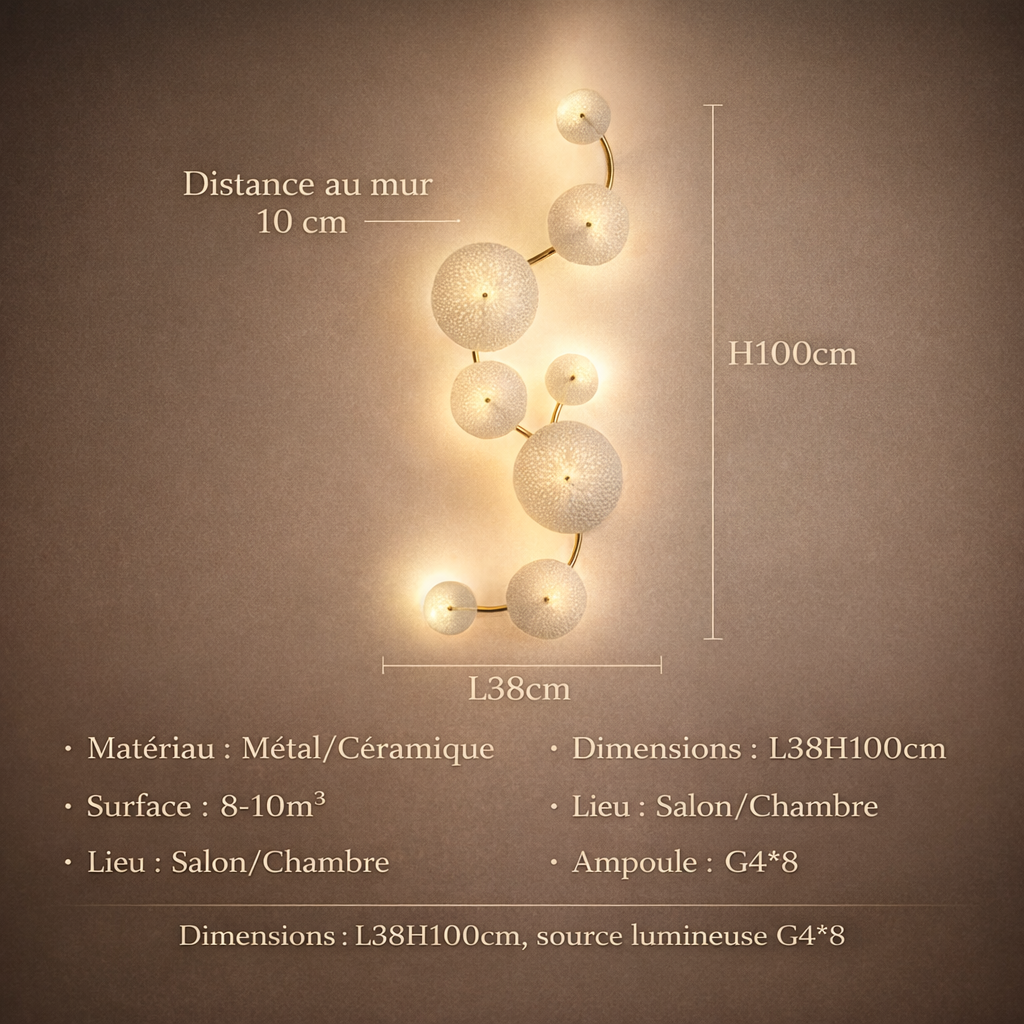 Floréane — Applique murale de quatre à huit lampes