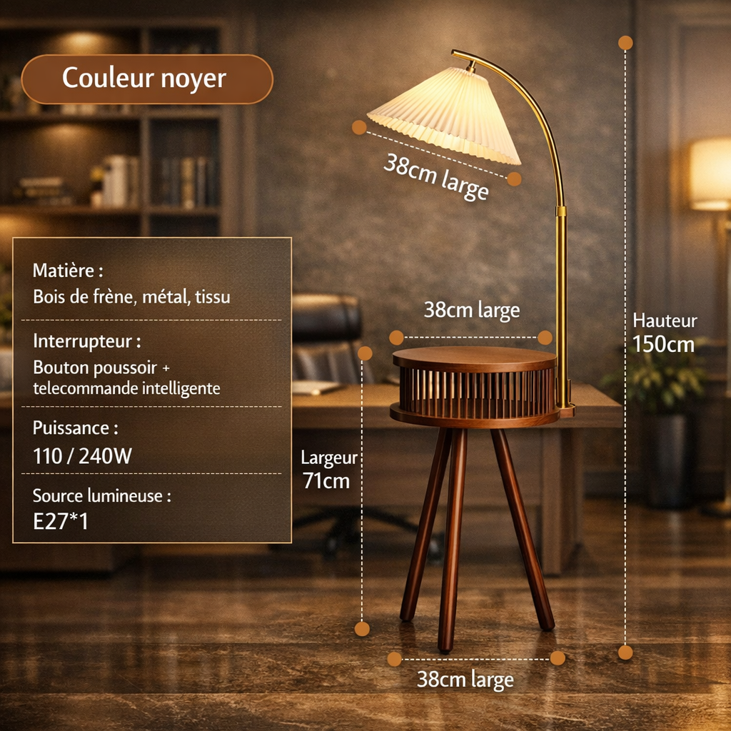 Corolia — Lampadaire guéridon en bois