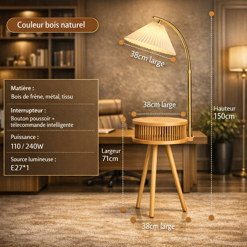 Corolia — Lampadaire guéridon en bois