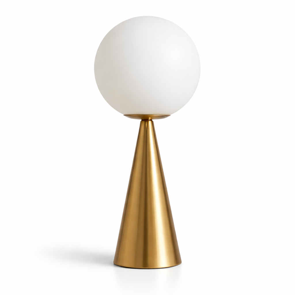 Conella — Lampe globe en verre dépoli et socle conique