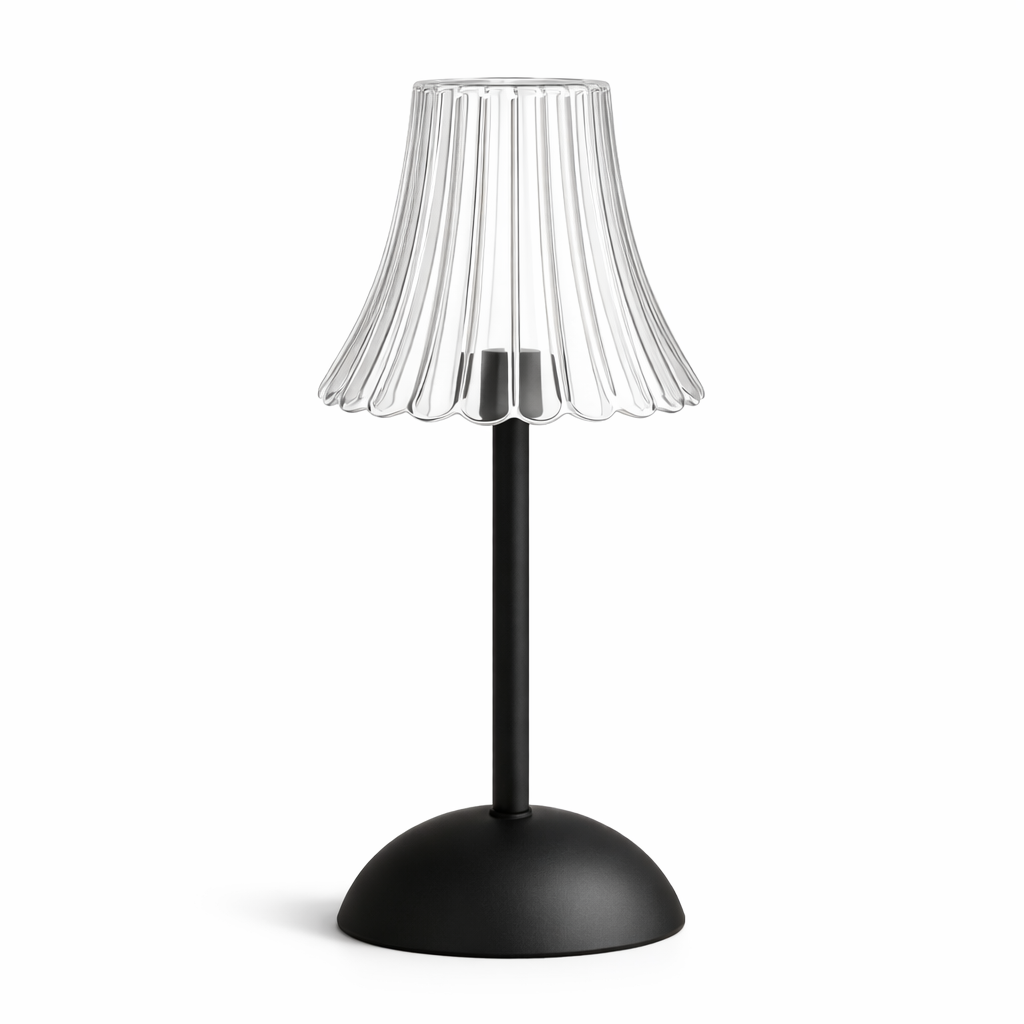 Belisa — Lampe sans fil à abat-jour plissé