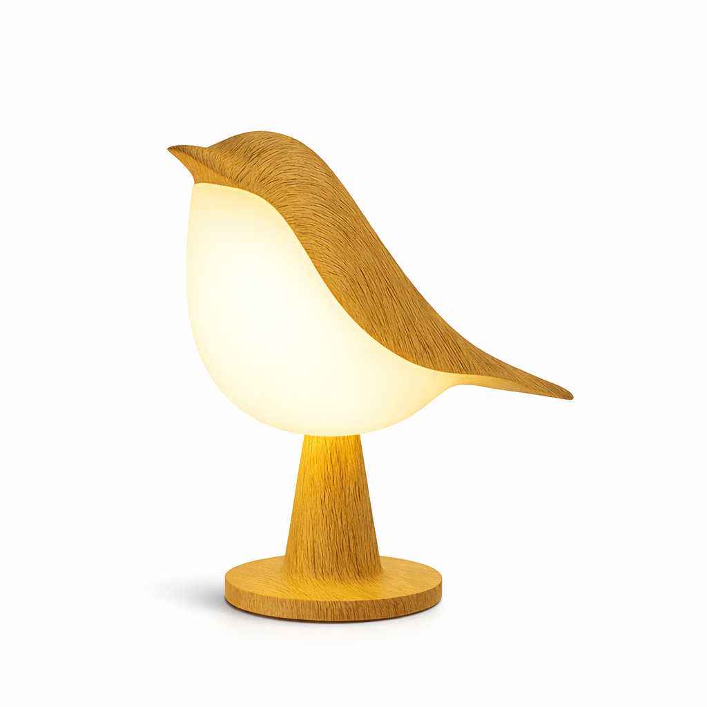 Passerina — Lampe de chevet oiseau effet bois