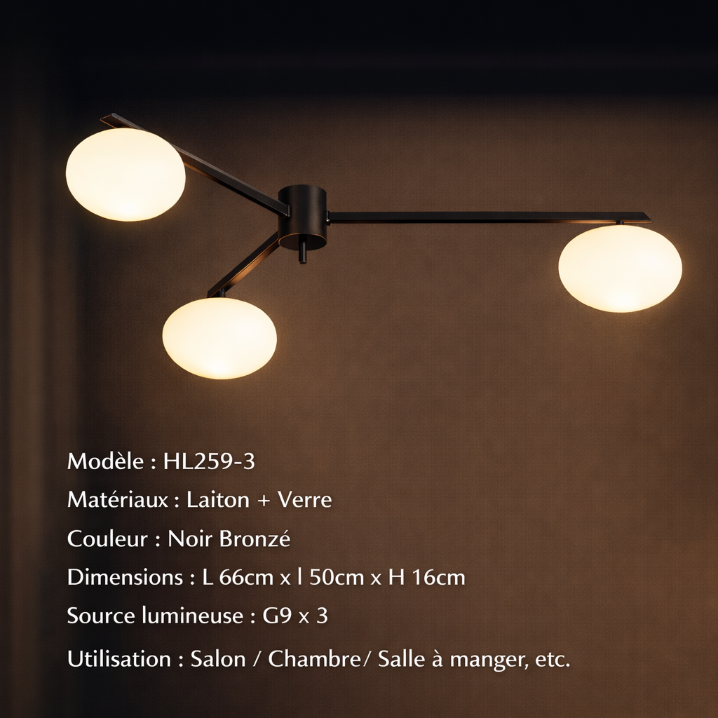 Ramure — Plafonnier multi-bras noir ou doré
