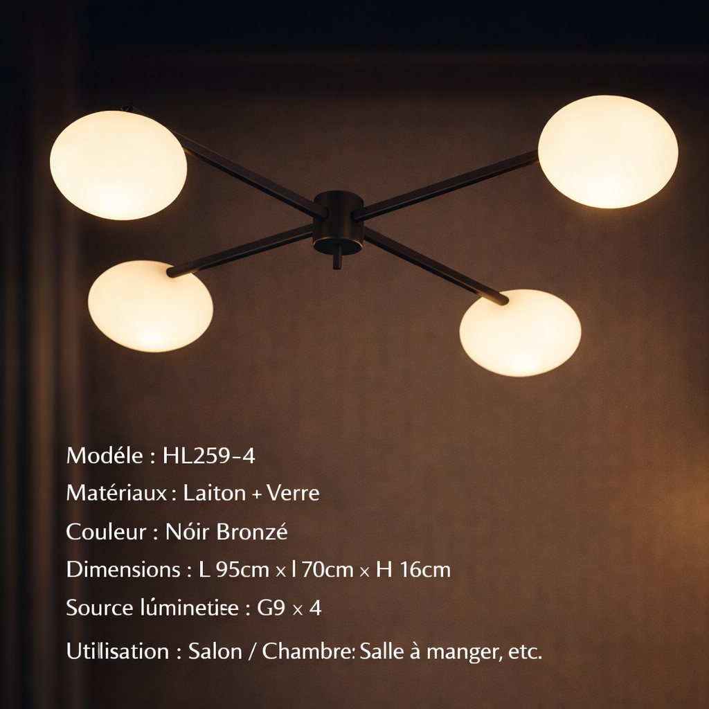 Ramure — Plafonnier multi-bras noir ou doré
