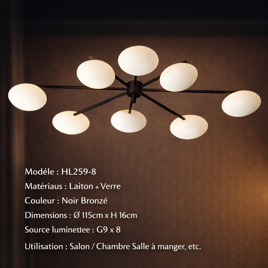 Ramure — Plafonnier multi-bras noir ou doré