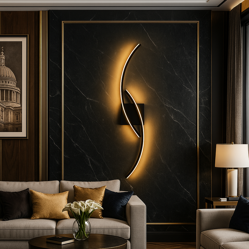 Curvina — Applique murale courbe LED noire