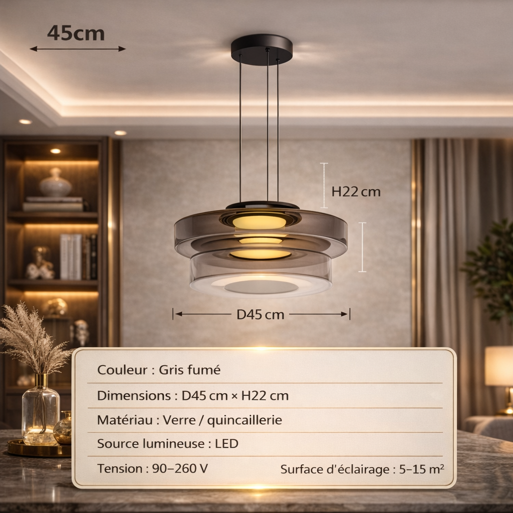Ilaria — Suspension ambrée simple, double ou triple