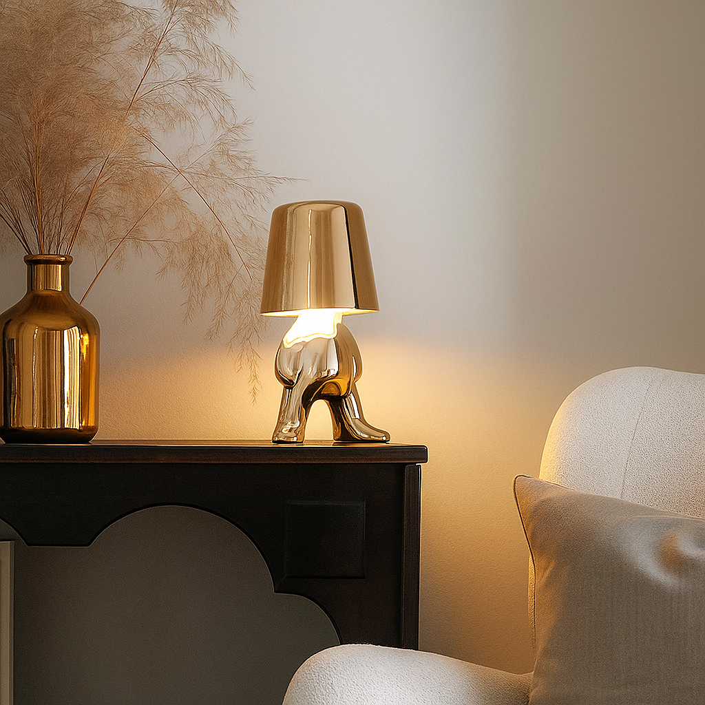 Doriane — Lampe de chevet sculpturale dorée