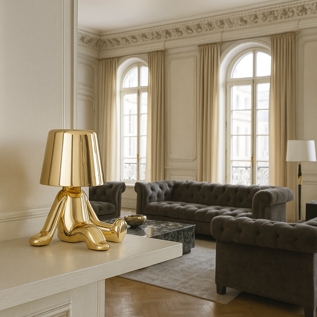 Doriane — Lampe de chevet sculpturale dorée