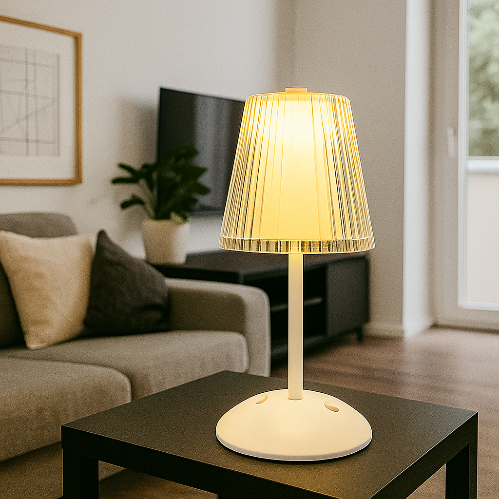 Régina — Lampe sans fil à abat-jour de cristal