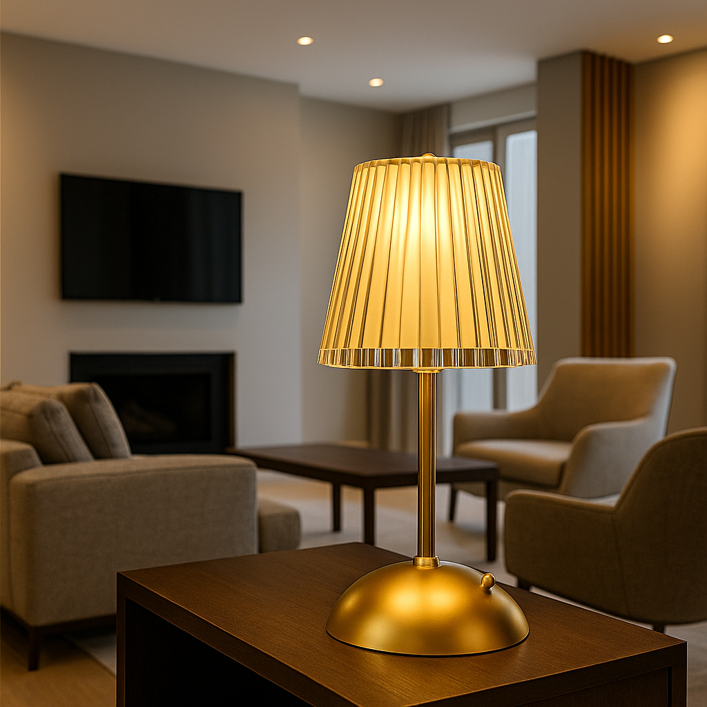 Régina — Lampe sans fil à abat-jour de cristal