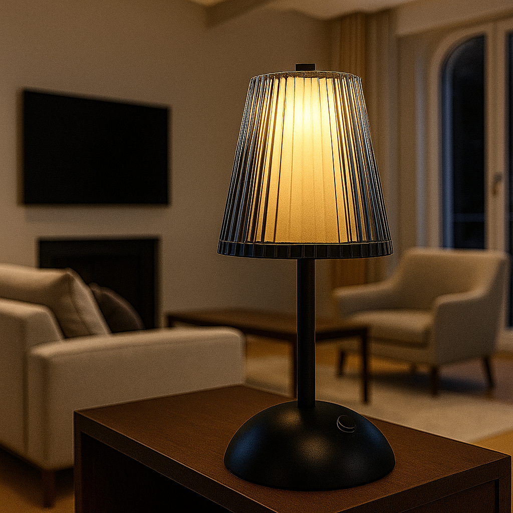 Régina — Lampe sans fil à abat-jour de cristal