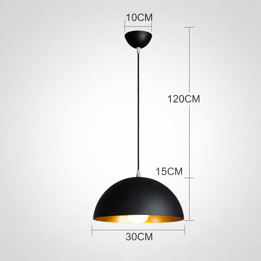Solaria — Suspension dôme noire en trois diamètres
