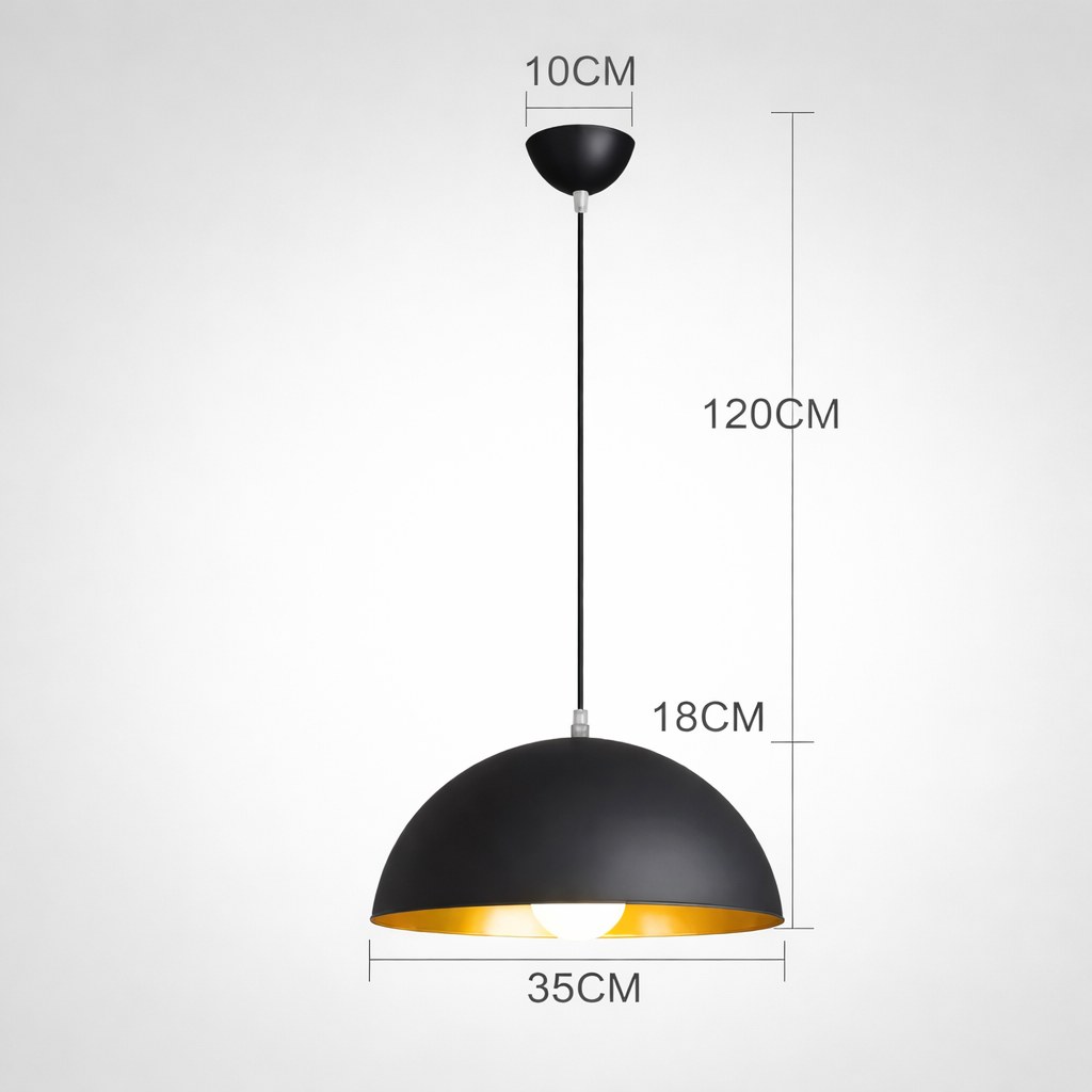 Solaria — Suspension dôme noire en trois diamètres