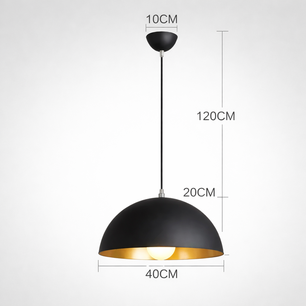 Solaria — Suspension dôme noire en trois diamètres