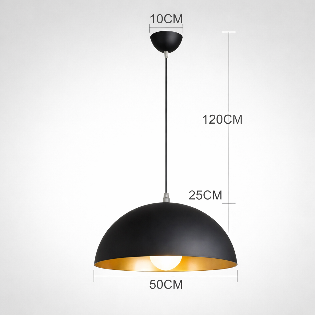 Solaria — Suspension dôme noire en trois diamètres