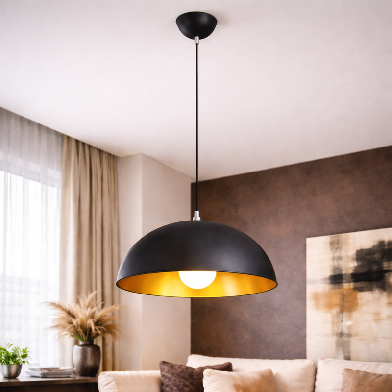 Solaria — Suspension dôme noire en trois diamètres