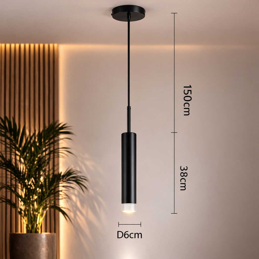 Tubara — Suspension cylindre métal noir ou doré