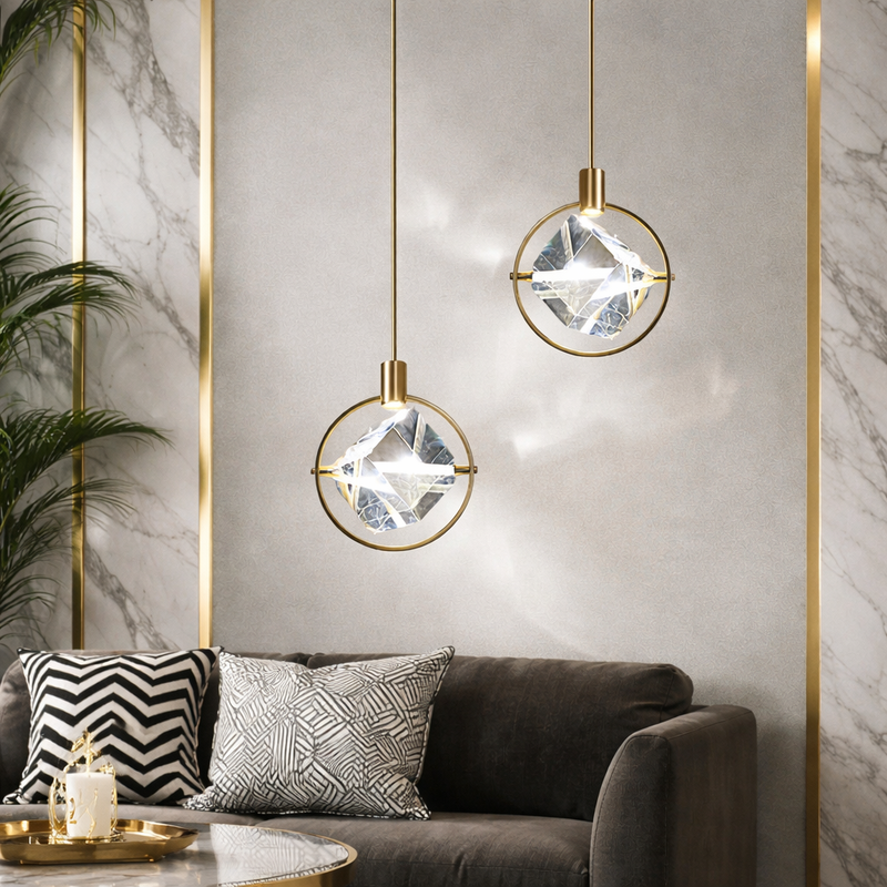 Halona — Suspension anneau de cristal halo