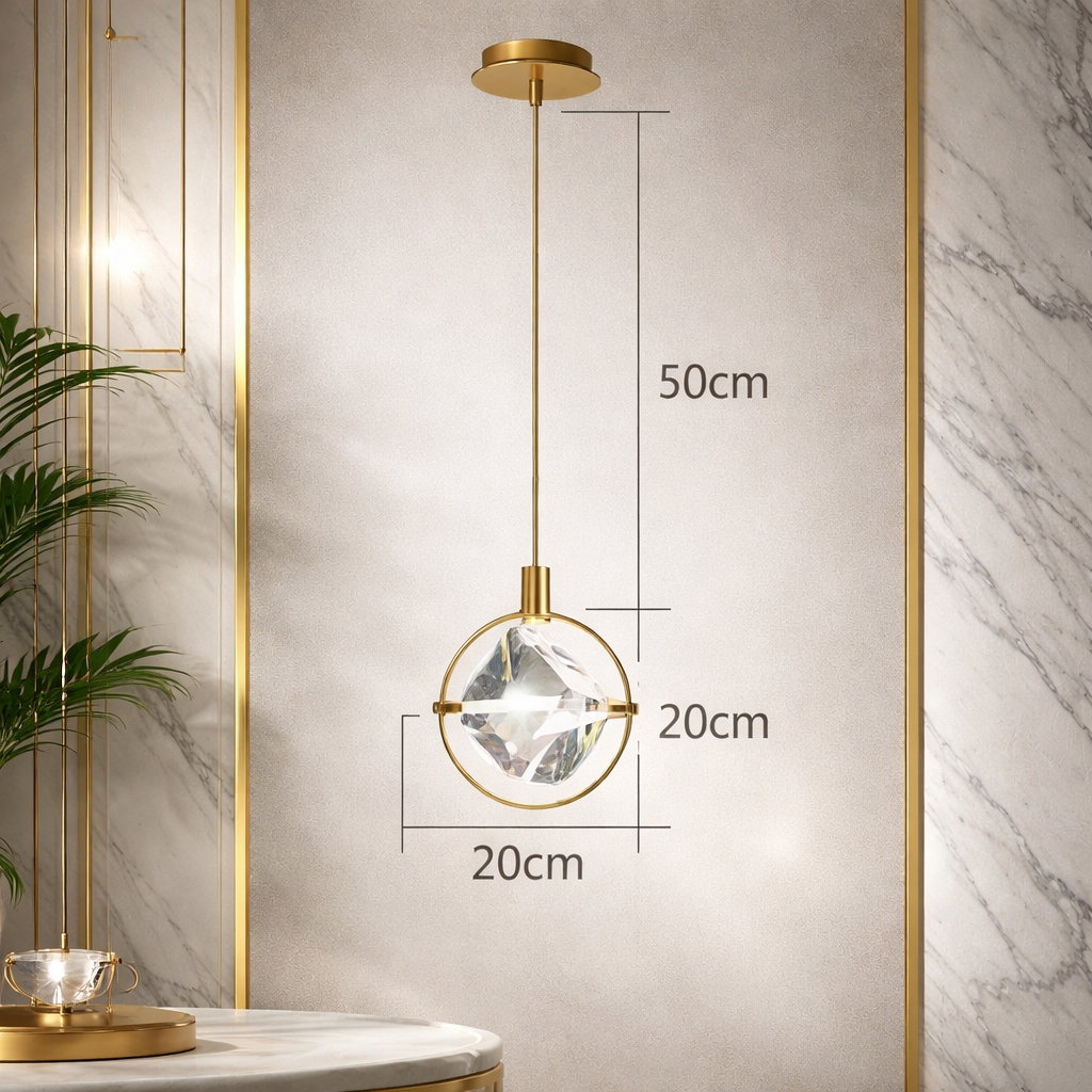 Halona — Suspension anneau de cristal halo