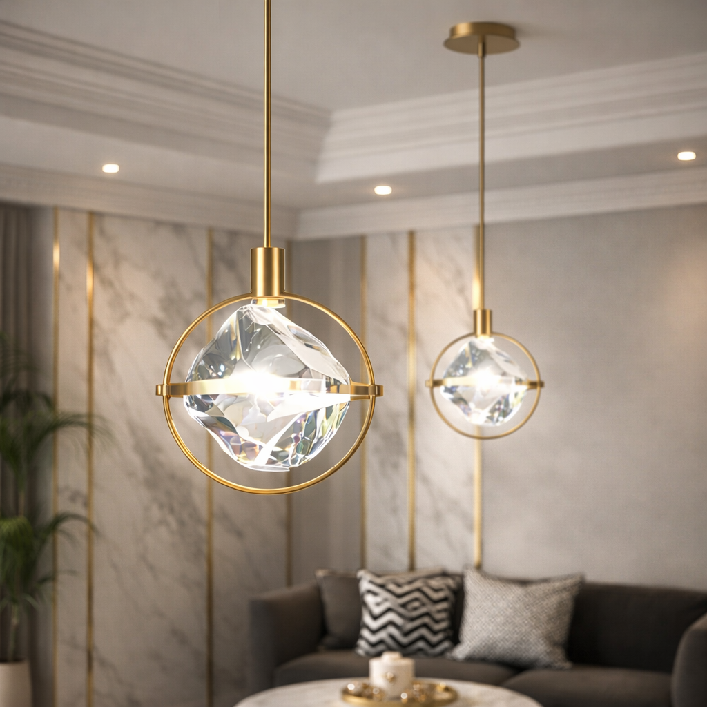Halona — Suspension anneau de cristal halo