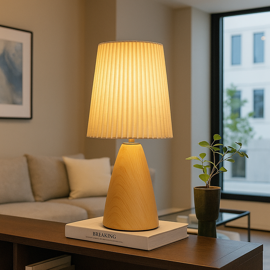 Betulla — Lampe plissée effet bois rechargeable
